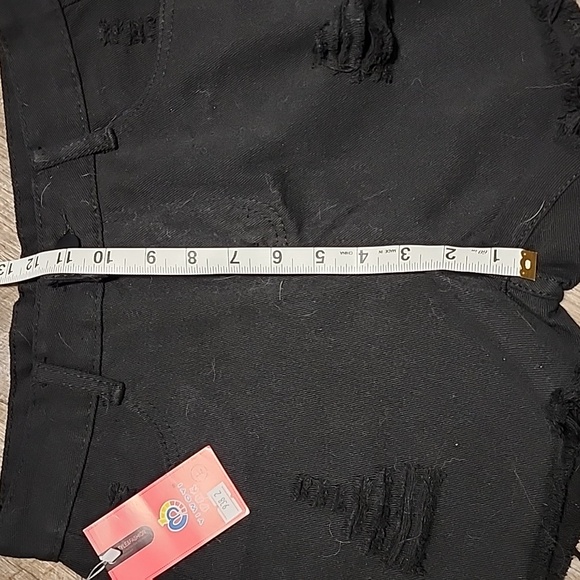 Black Distressed Junior Shorts - Picture 2 of 3